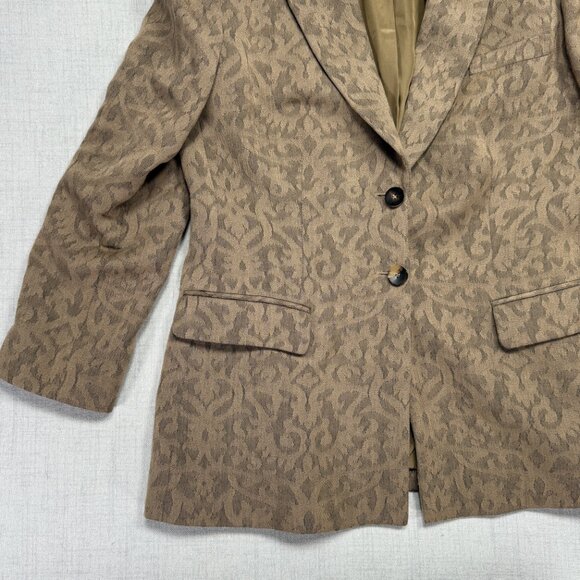Vintage Armani Collezioni Blazer Tailored Jacquard Brown Two Button Jacket 12 - Picture 4 of 13